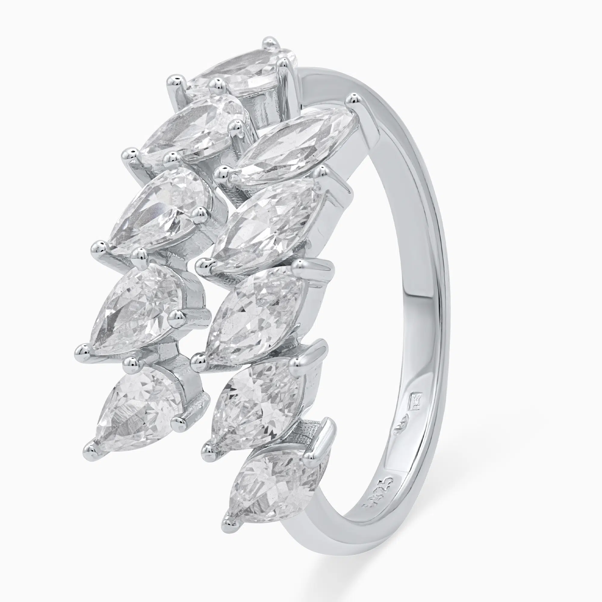 Inel argint ajustabil pietre cubic zirconia Marquise Glow vedere unghi Inel argint ajustabil pietre cubic zirconia Marquise Glow vedere unghi