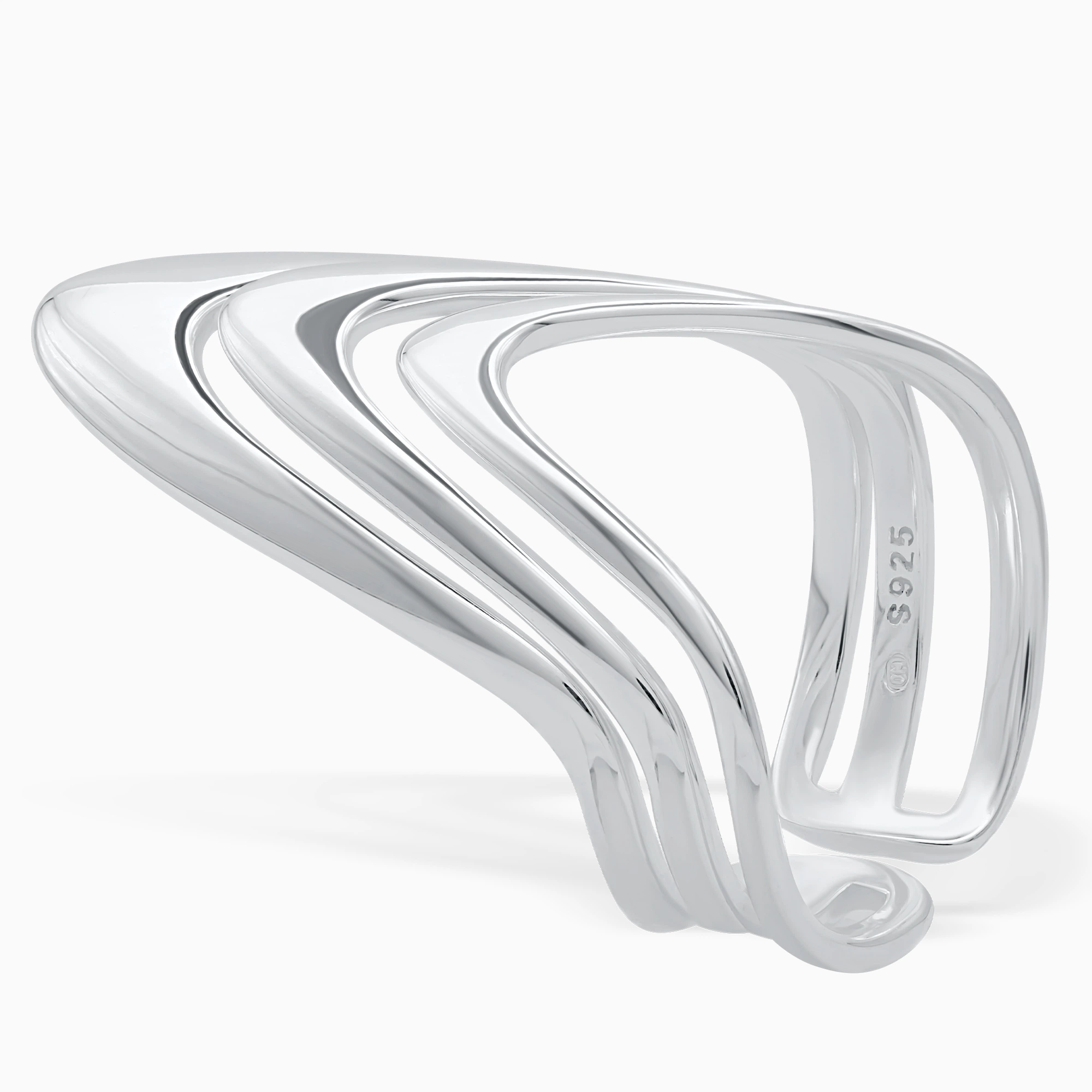Inel-argint-design-geometric-Triple-Line-vedere-unghi Inel din argint Triple Line cu design geometric, vedere unghi