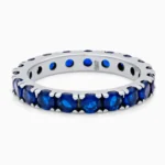 Inel tip eternity Blue Eternity din argint cu pietre cubic zirconia albastre, vedere frontală
