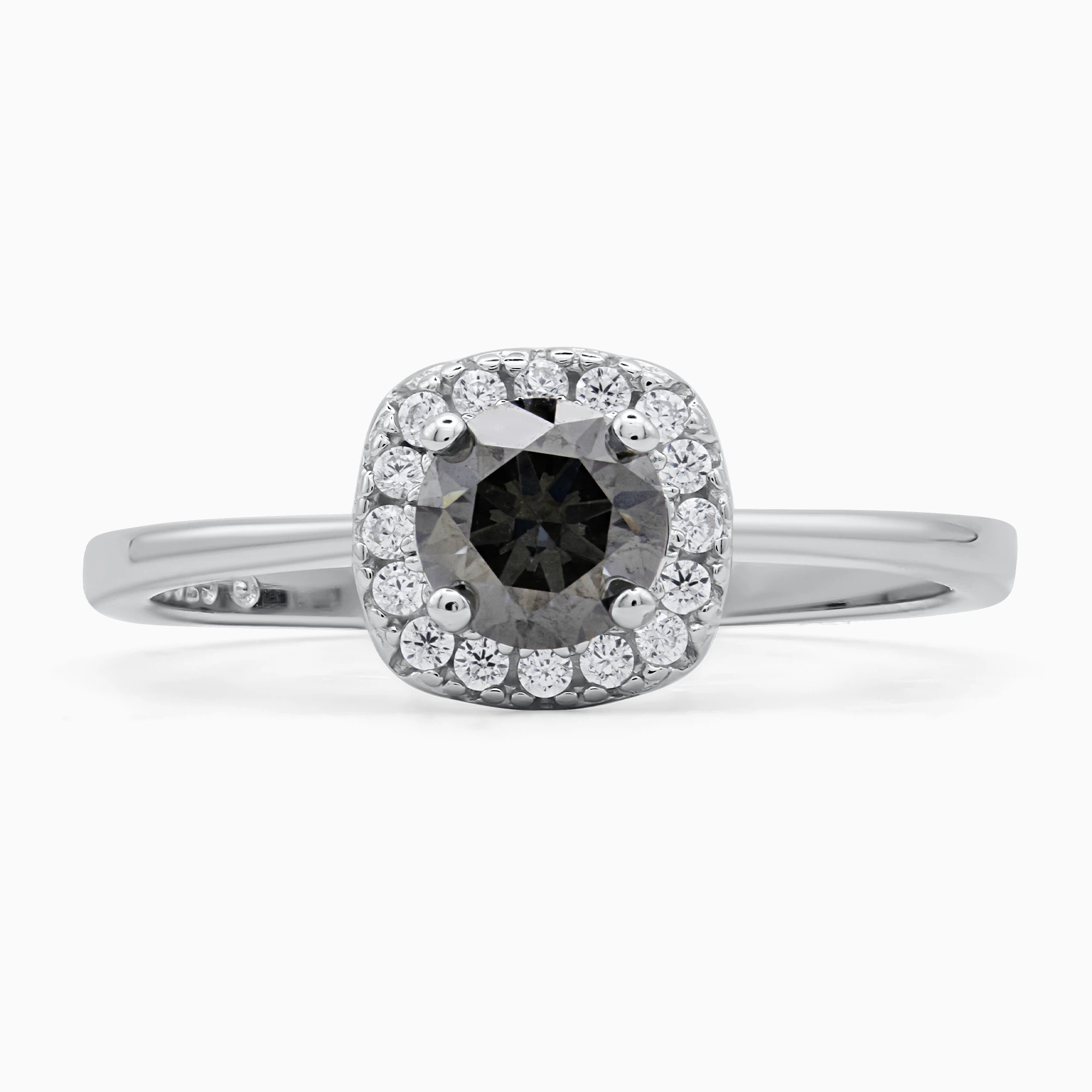 Inel argint moissanite gri Elegant Grey Halo detaliu pietre Inel argint moissanite gri Elegant Grey Halo detaliu pietre