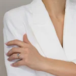 Inel argint moissanite gri Elegant Grey Halo vedere frontala