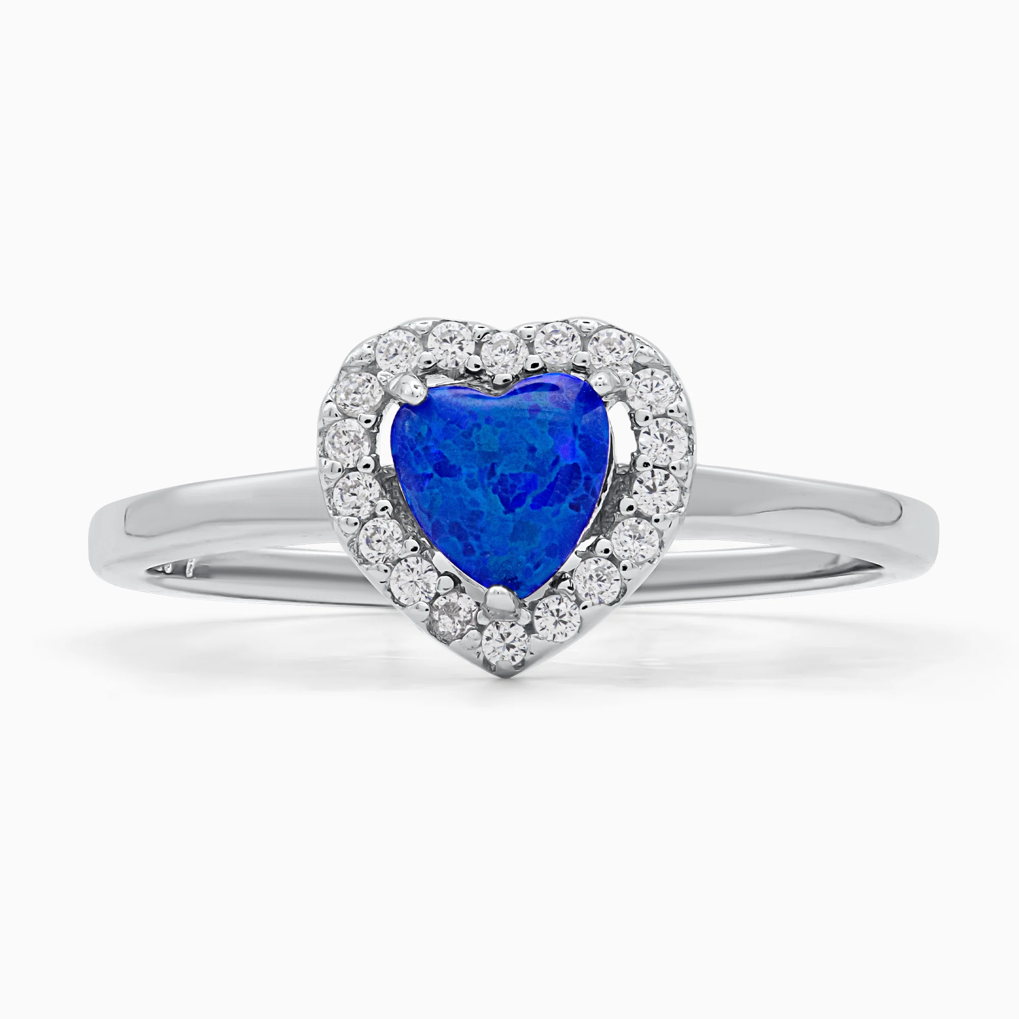 Inel-argint-opal-albastru-Blue-Opal-Heart-detaliu-pietre Inel din argint Blue Opal Heart decorat cu opal albastru și cubic zirconia, detaliu pietre