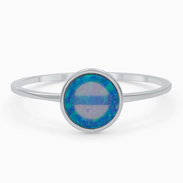 Inel argint opal albastru Blue Whisper vedere frontala