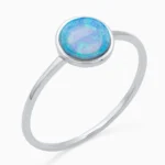 Inel argint opal albastru Blue Whisper vedere frontala