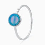 Inel argint opal albastru Blue Whisper vedere frontala