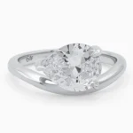 Inel din argint Éclat cu piatră cubic zirconia, vedere frontală