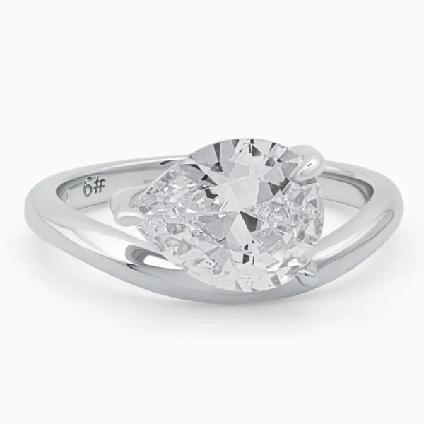 Inel din argint Éclat cu piatră cubic zirconia, vedere frontală