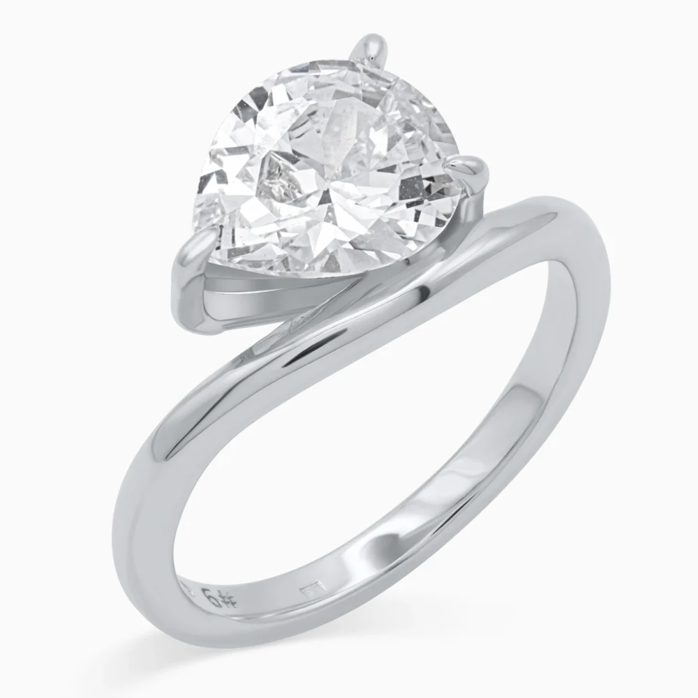 Inel din argint Éclat piatră cubic zirconia, vedere laterală
