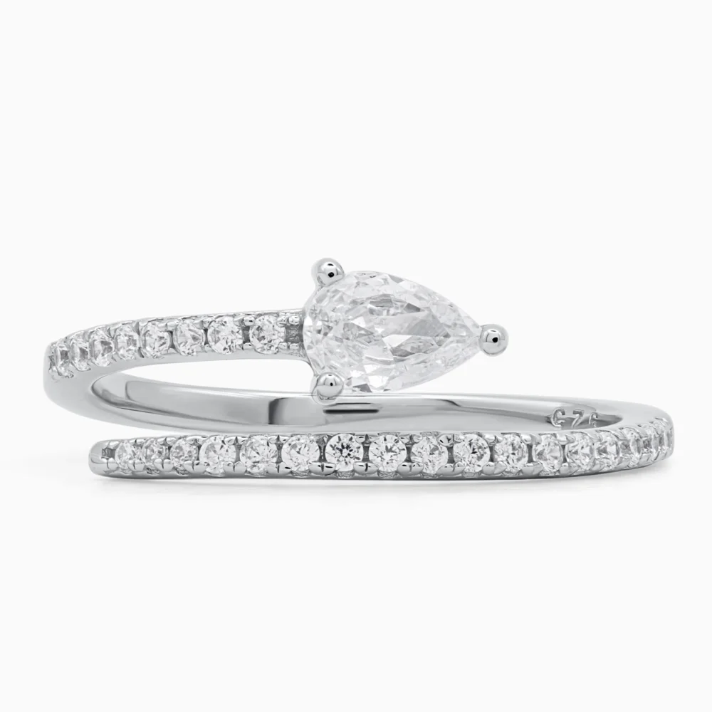 Inel argint piatra lacrima Elegant Drop detaliu pietre