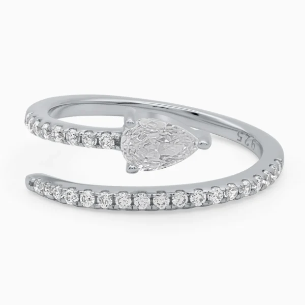 Inel argint piatra lacrima Elegant Drop vedere frontala