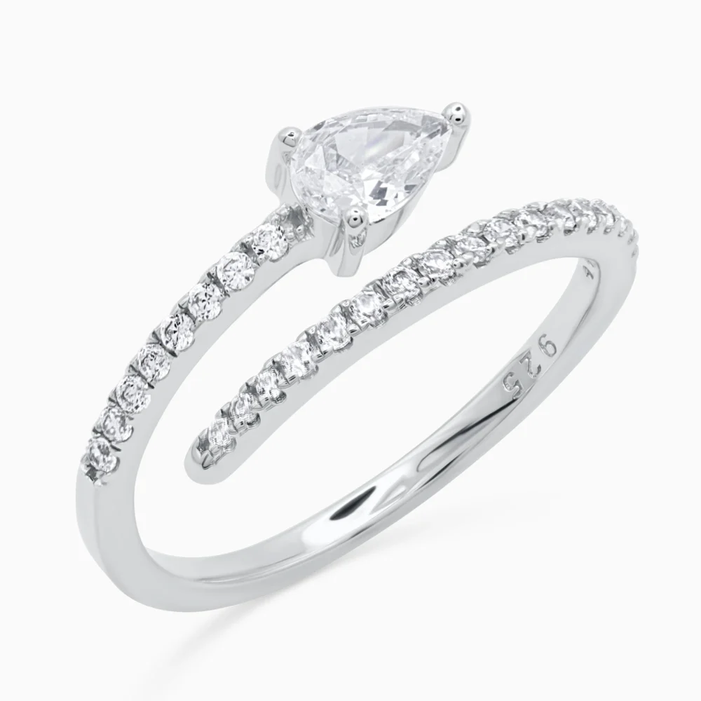 Inel argint piatra lacrima Elegant Drop vedere laterala