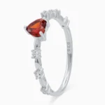 Inel argint piatra rosie inima Passion Heart vedere frontala