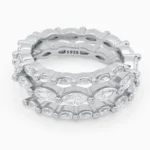 Inel din argint Delicate Layers decorat cu pietre cubic zirconia, vedere frontală