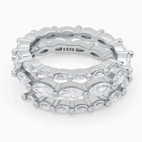 Inel din argint Delicate Layers decorat cu pietre cubic zirconia, vedere frontală