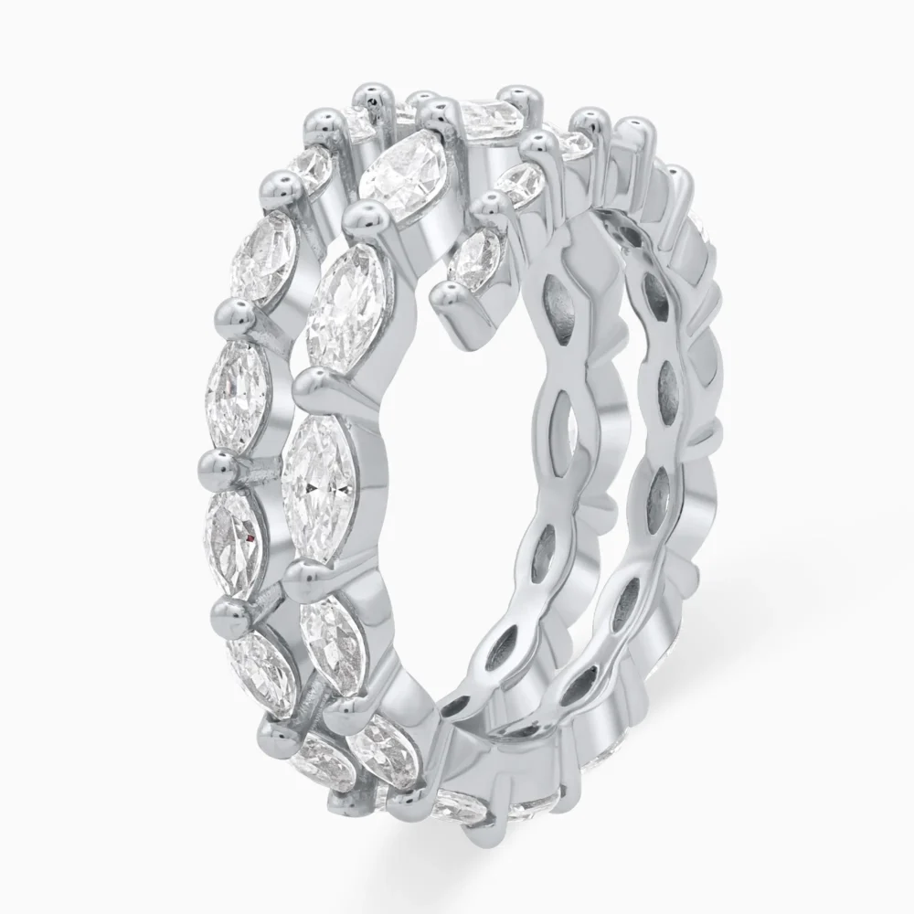 Inel din argint Delicate Layers decorat cu pietre cubic zirconia, vedere unghi