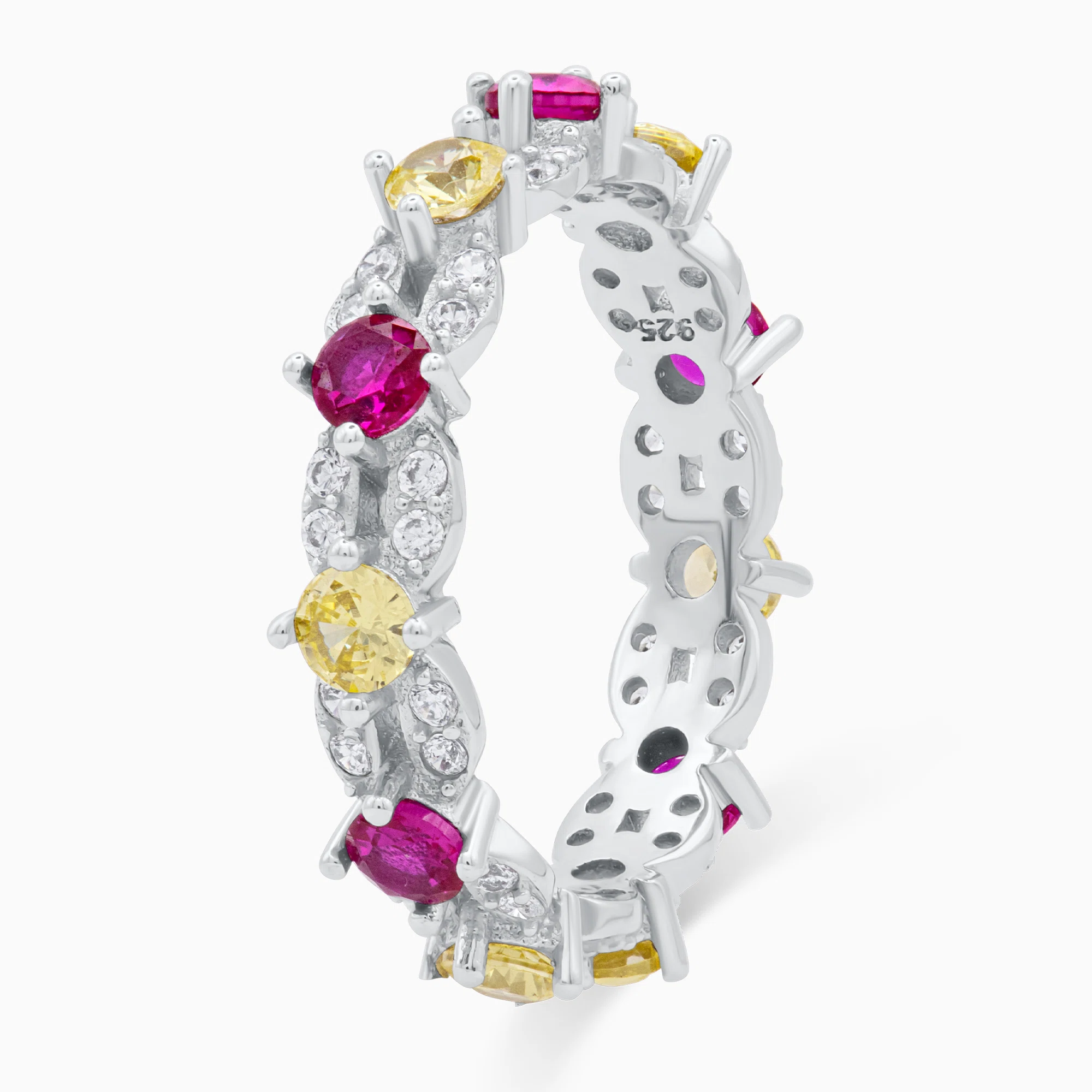 Inel argint pietre cubic zirconia Essence of Light vedere laterala Inel argint pietre cubic zirconia Essence of Light vedere laterala