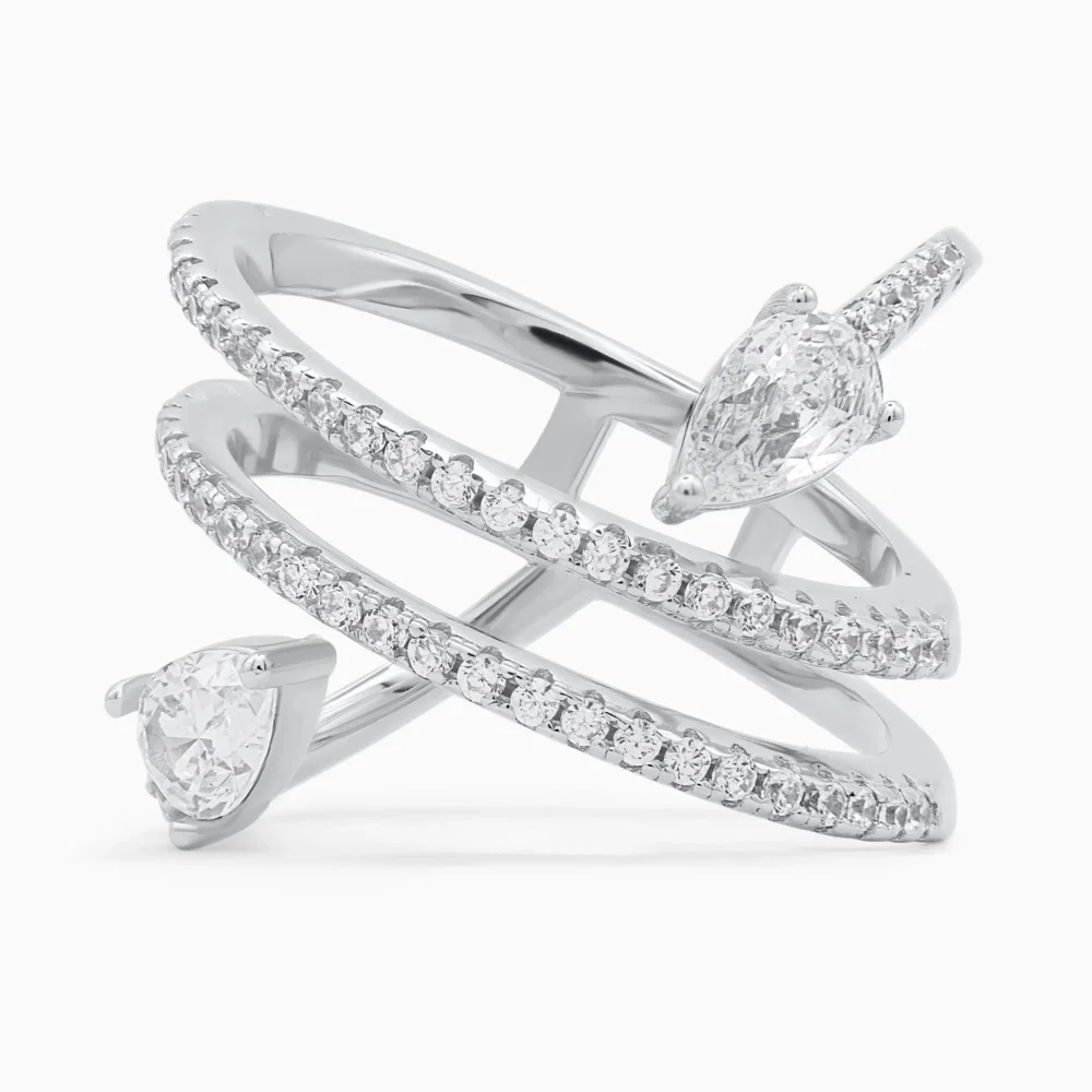 Inel din argint Inner Glow decorat cu pietre cubic zirconia, detaliu pietre