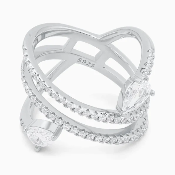 Inel din argint Inner Glow decorat cu pietre cubic zirconia, vedere frontală
