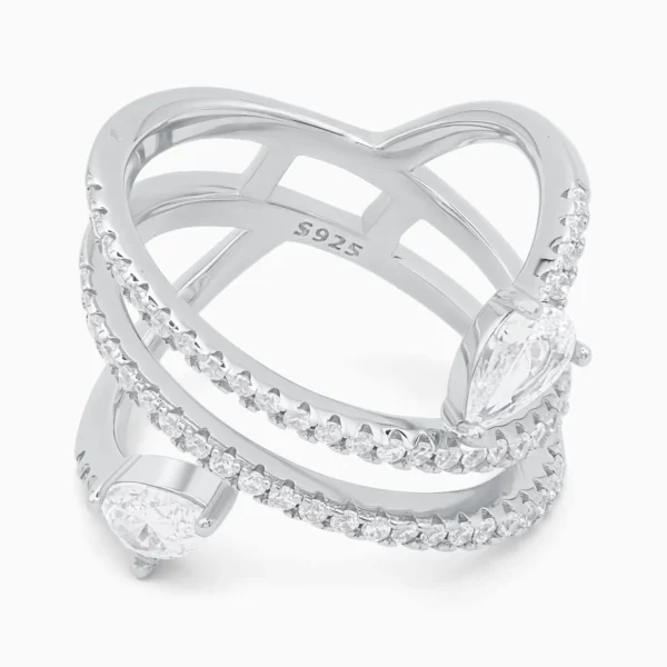 Inel din argint Inner Glow decorat cu pietre cubic zirconia, vedere frontală