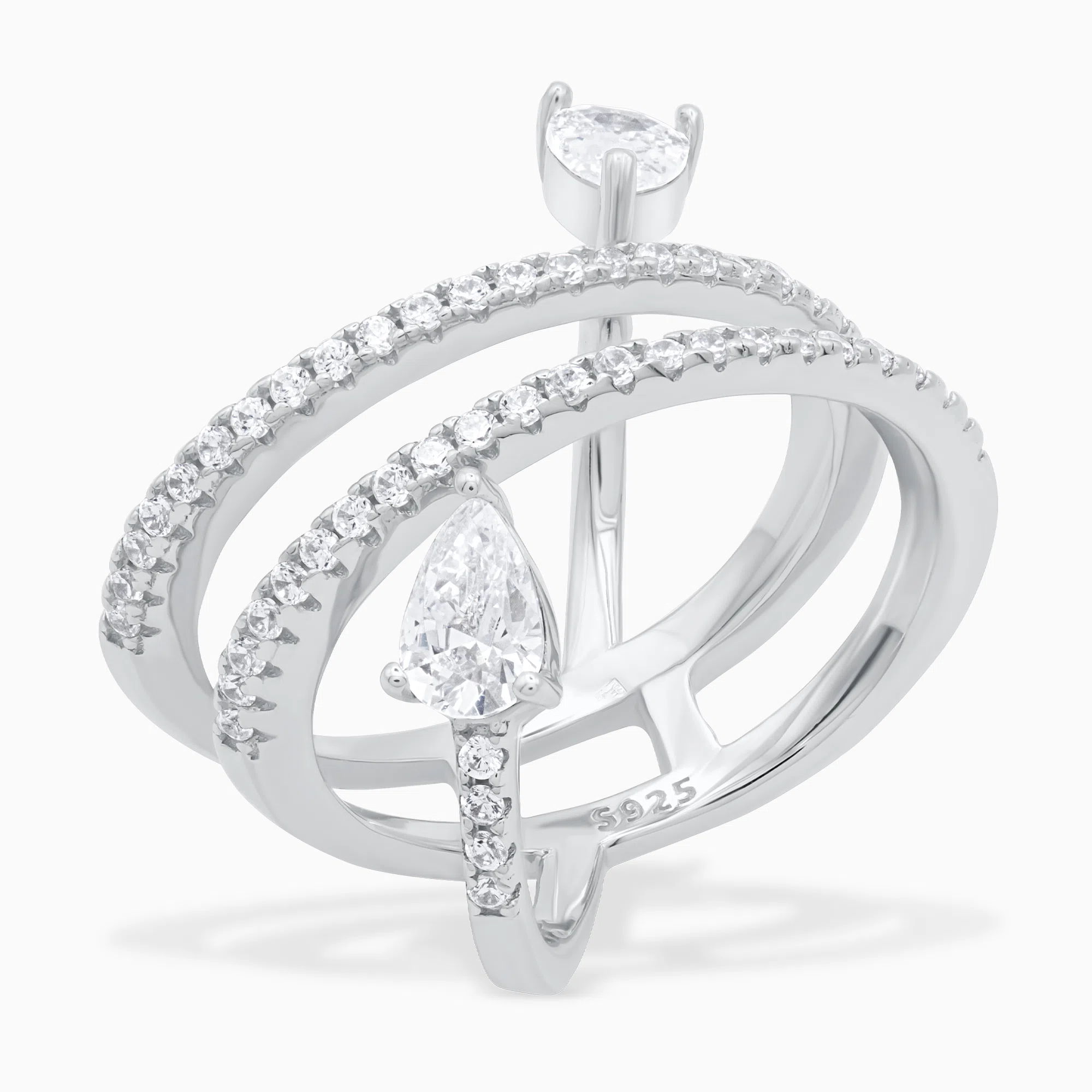 Inel-argint-pietre-cubic-zirconia-Inner-Glow-vedere-laterala Inel din argint Inner Glow decorat cu pietre cubic zirconia, vedere laterală