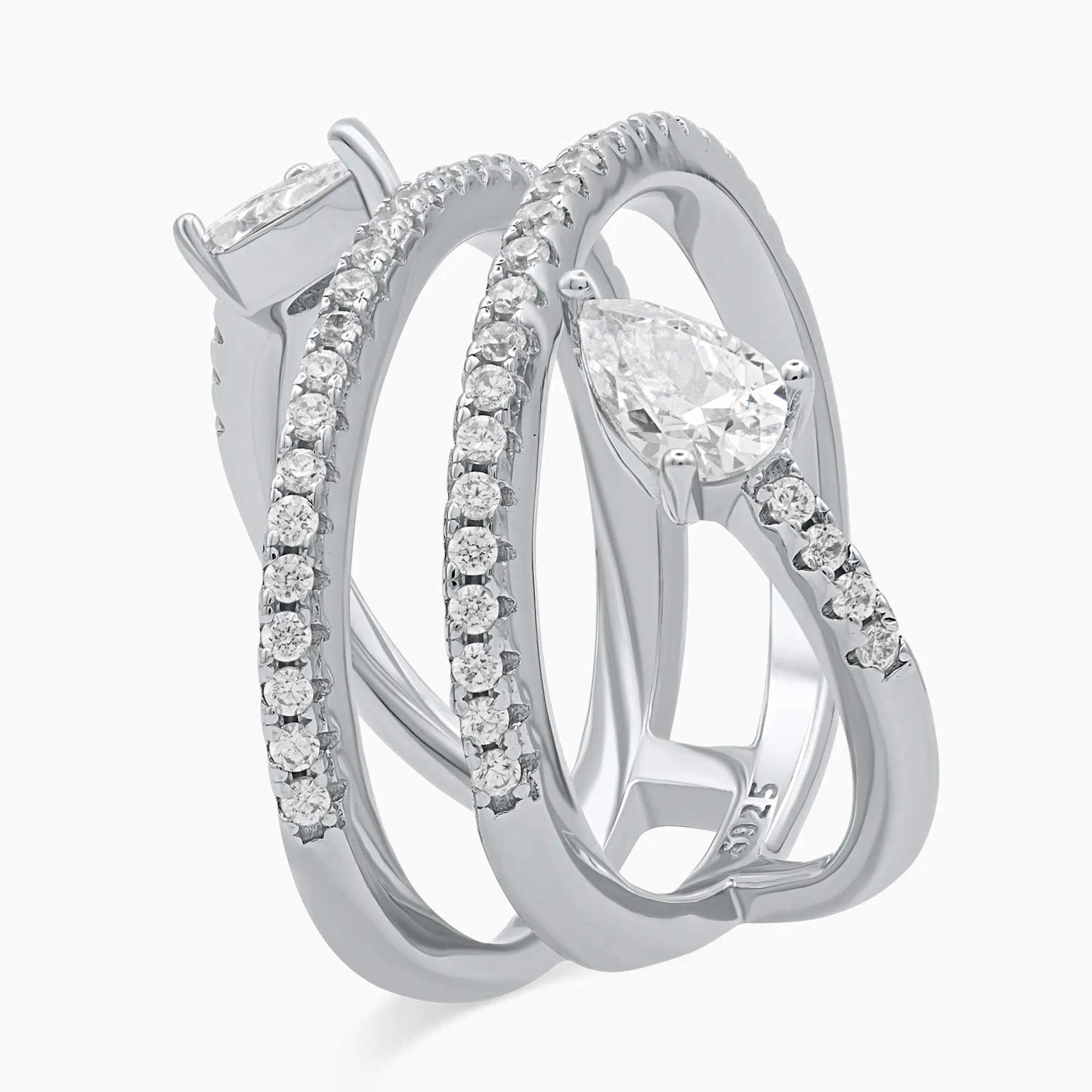 Inel-argint-pietre-cubic-zirconia-Inner-Glow-vedere-unghi Inel din argint Inner Glow decorat cu pietre cubic zirconia, vedere unghi