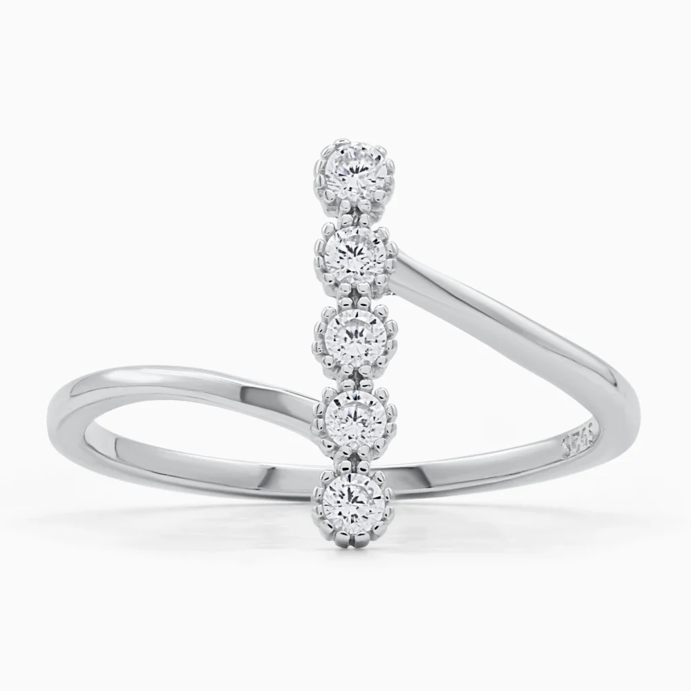 Inel din argint Line of Light decorat cu pietre cubic zirconia, detaliu pietre