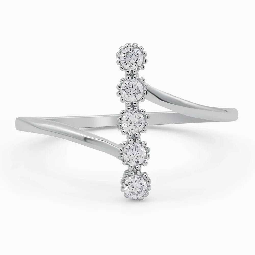 Inel din argint Line of Light decorat cu pietre cubic zirconia, vedere frontală