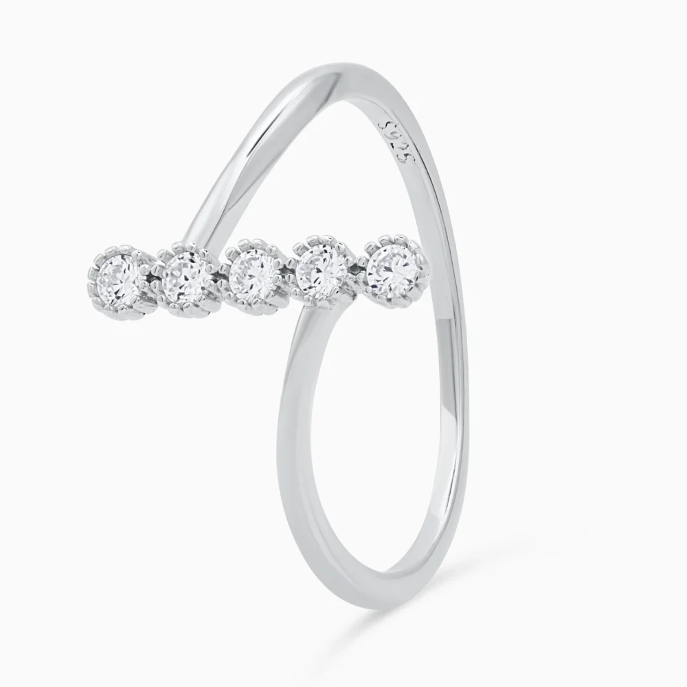 Inel din argint Line of Light decorat cu pietre cubic zirconia, vedere unghi