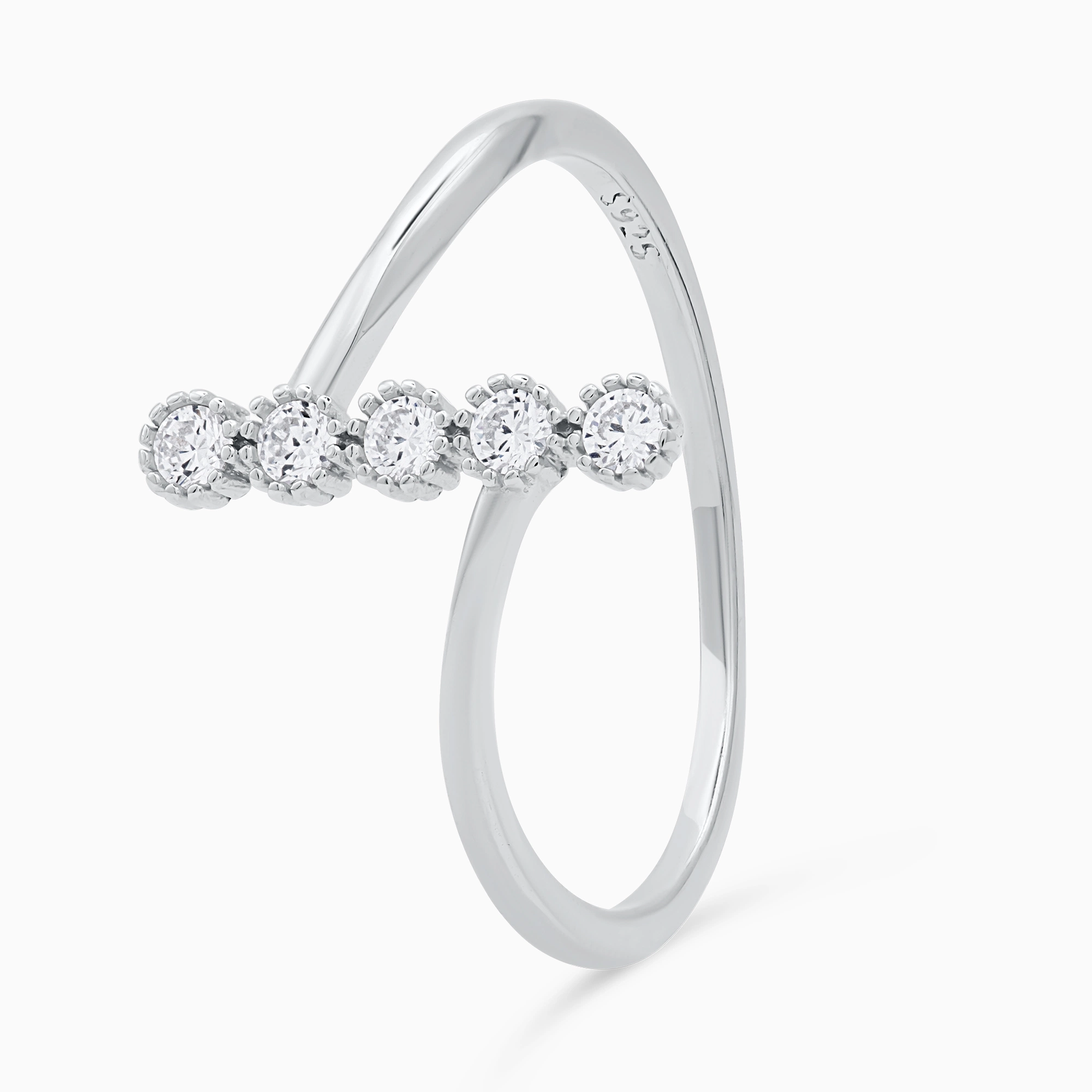 Inel-argint-pietre-cubic-zirconia-Line-of-Light-vedere-unghi Inel din argint Line of Light decorat cu pietre cubic zirconia, vedere unghi