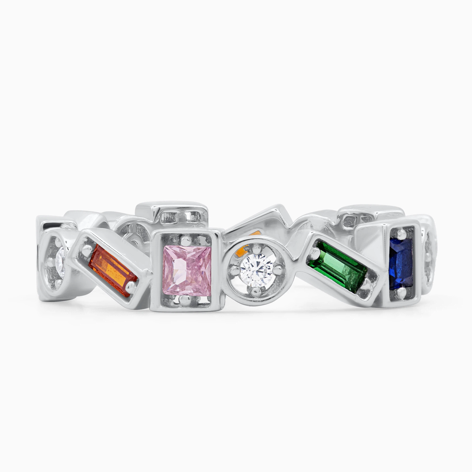 Inel-argint-pietre-cubic-zirconia-Square-Spectrum-detaliu-pietre Inel din argint Square Spectrum decorat cu pietre cubic zirconia, detaliu pietre