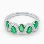 Inel-argint-pietre-verzi-Green-Harmony-vedere-frontala
