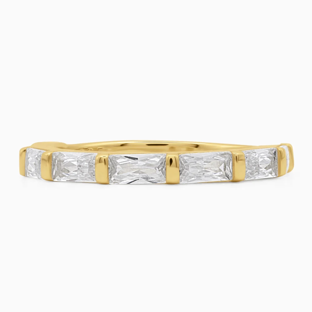 Inel argint placat aur model tennis Timeless Gold detaliu pietre