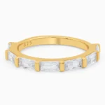 Inel argint placat aur model tennis Timeless Gold vedere frontala