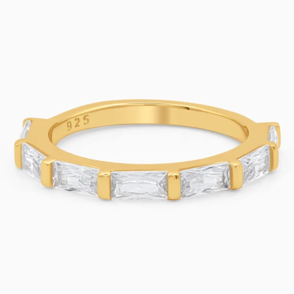 Inel argint placat aur model tennis Timeless Gold vedere frontala