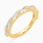 Inel argint placat aur model tennis Timeless Gold vedere frontala