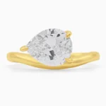 Inel-argint-placat-aur-piatra-cubic-zirconia- Éclat-vedere frontala