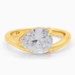 Inel-argint-placat-aur-piatra-cubic-zirconia- Éclat-vedere frontala