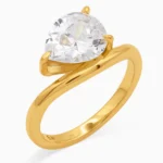 Inel-argint-placat-aur-piatra-cubic-zirconia- Éclat-vedere frontala