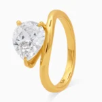 Inel-argint-placat-aur-piatra-cubic-zirconia- Éclat-vedere frontala