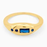 Inel argint placat aur pietre albastre Royal Blue Touch vedere frontala