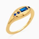 Inel argint placat aur pietre albastre Royal Blue Touch vedere frontala