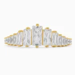 Inel argint placat aur pietre cubic zirconia aurora gold vedere frontala