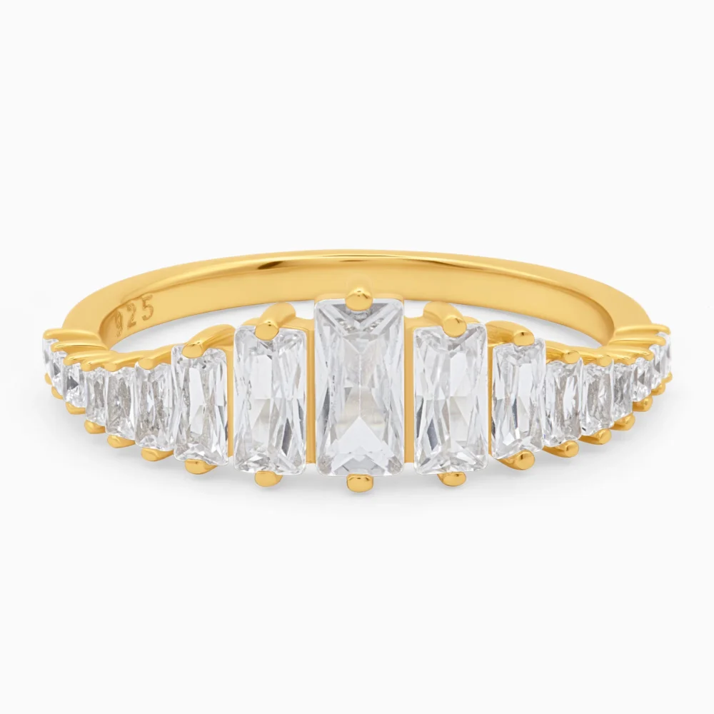 Inel din argint placat cu aur de 18K și pietre cubic zirconia – Aurora Gold