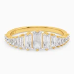 Inel argint placat aur pietre cubic zirconia aurora gold vedere frontala