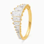 Inel argint placat aur pietre cubic zirconia aurora gold vedere frontala