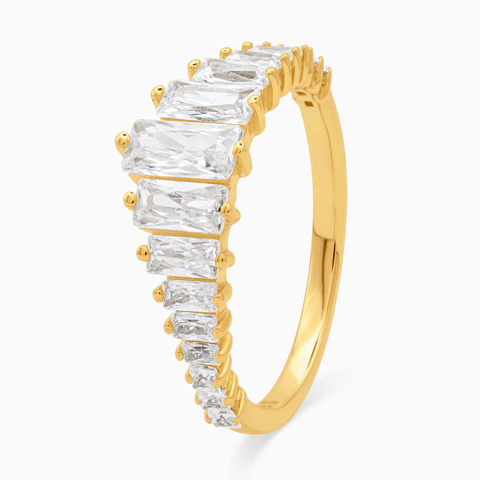 Inel argint placat aur pietre cubic zirconia aurora gold vedere unghi Inel argint placat aur pietre cubic zirconia aurora gold vedere unghi