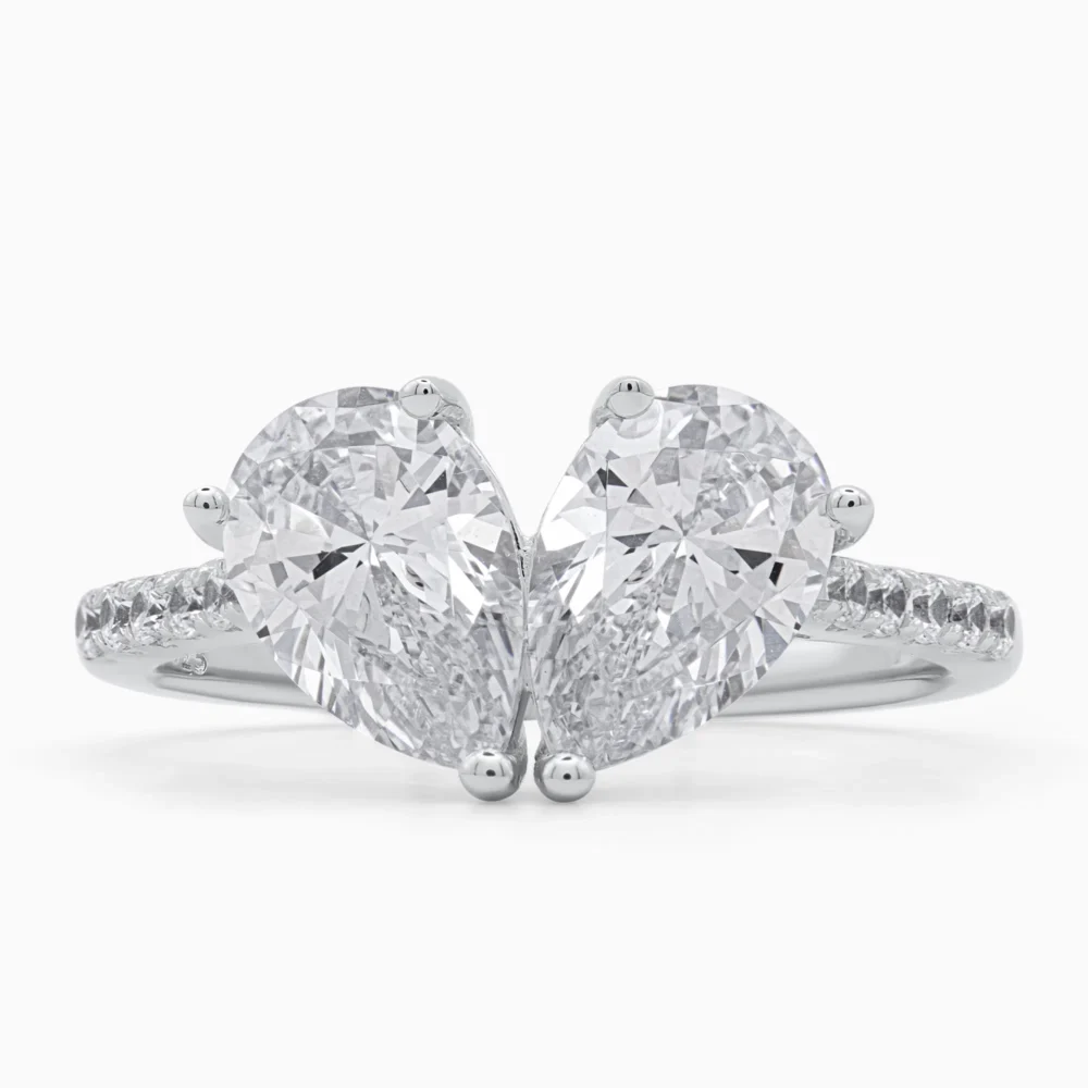 Inel You and Me din argint 925 decorat cu pietre cubic zirconia, detaliu pietre
