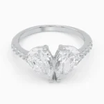 Inel You and Me din argint 925 decorat cu pietre cubic zirconia, vedere frontală