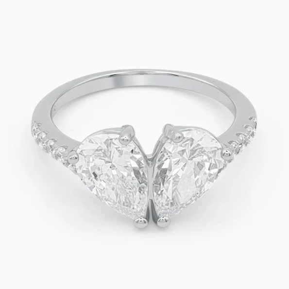 Inel You and Me din argint 925 decorat cu pietre cubic zirconia, vedere frontală