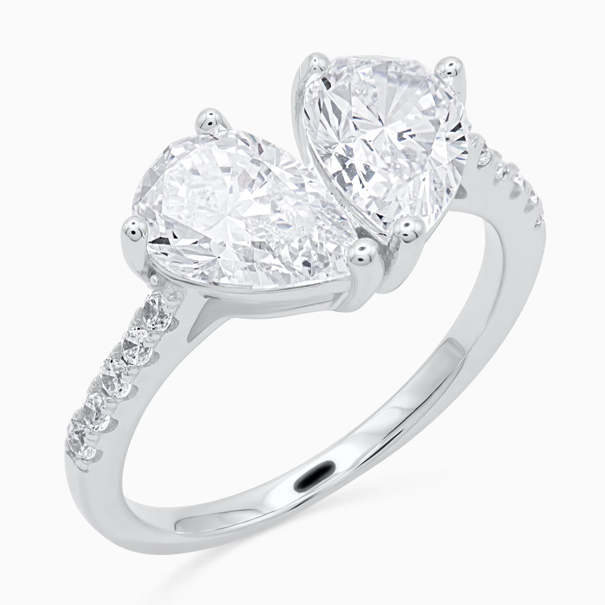 Inel-argint-you-and-me-pietre-cubic-zirconia-vedere-laterala Inel You and Me din argint 925 decorat cu pietre cubic zirconia, vedere laterală